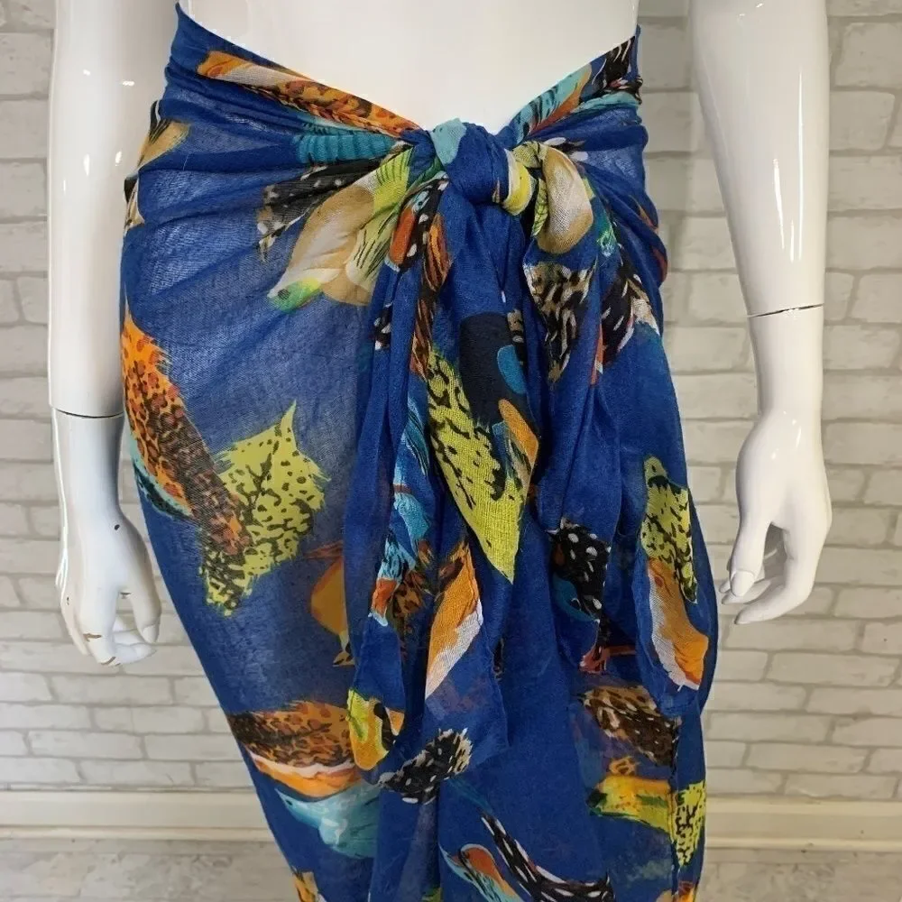 ‎Blue bird print scarf/wrap/sarong - OS